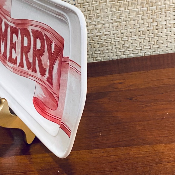 🎄Christmas Merry Red Banner Stoneware Serving Platter by Food Network 13.75" - Picture 4 of 6
